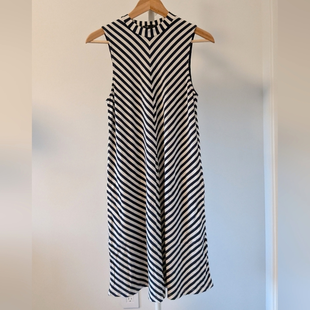 J. Crew Swingy Sleeveless Dress - Navy/White Stripe XS